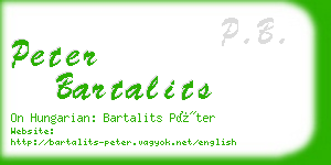 peter bartalits business card